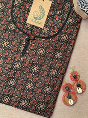 "Sudha" Ajrakh Hand Block Printed Cotton kurta