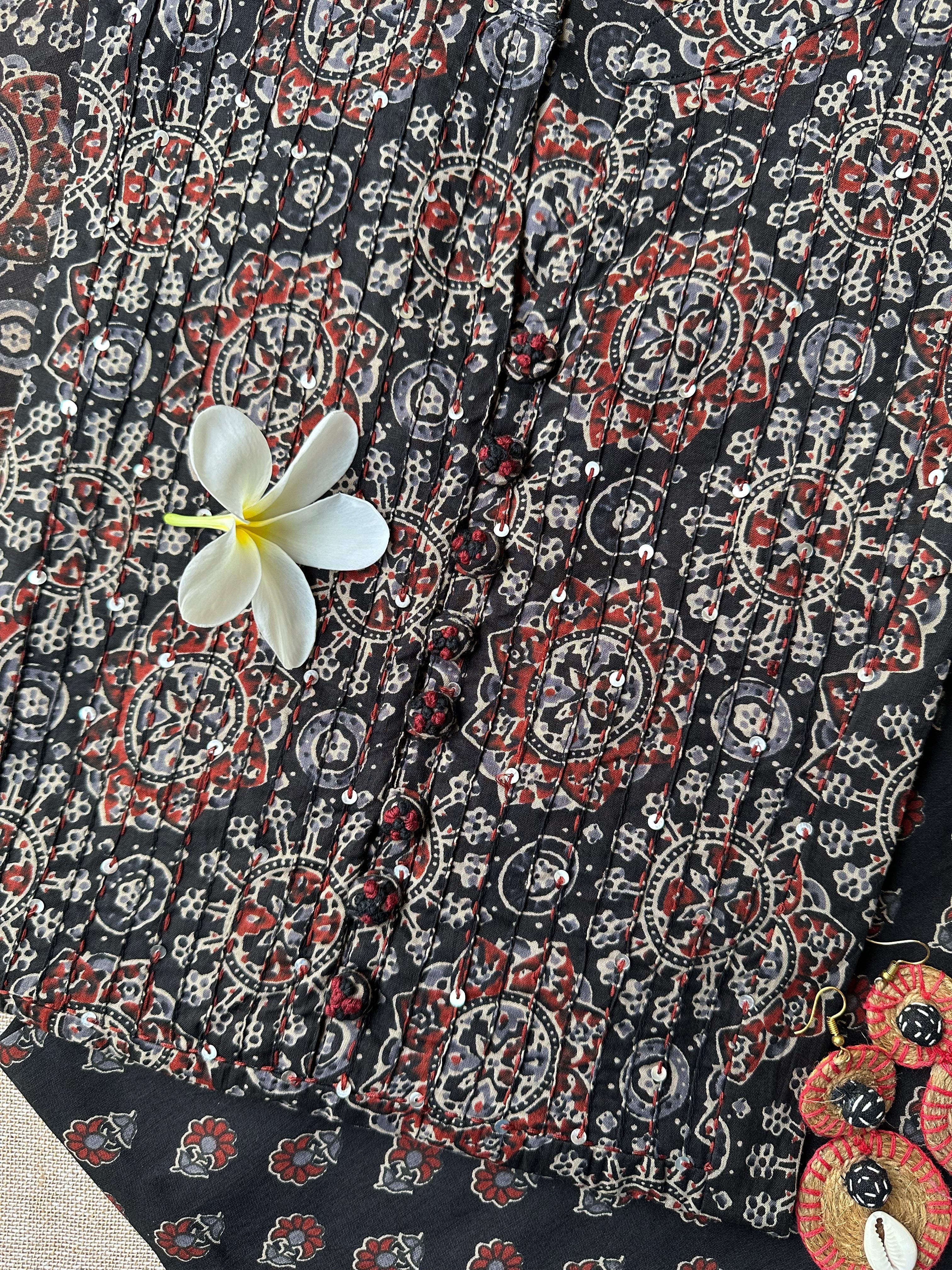 "Noora" Black Ajrakh hand block printed suit set(3 pc)