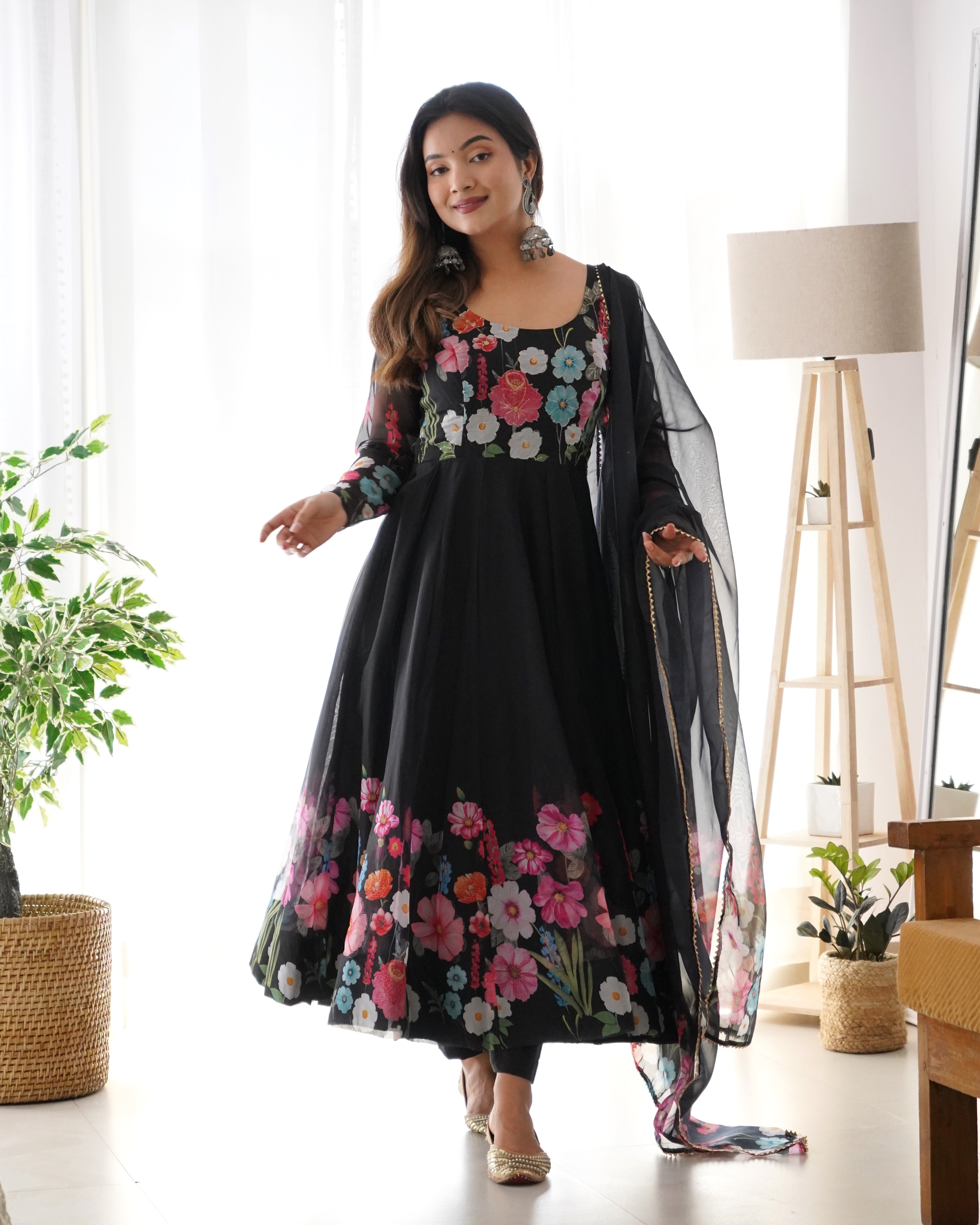 Nitara Black Organza Anarkali Suit