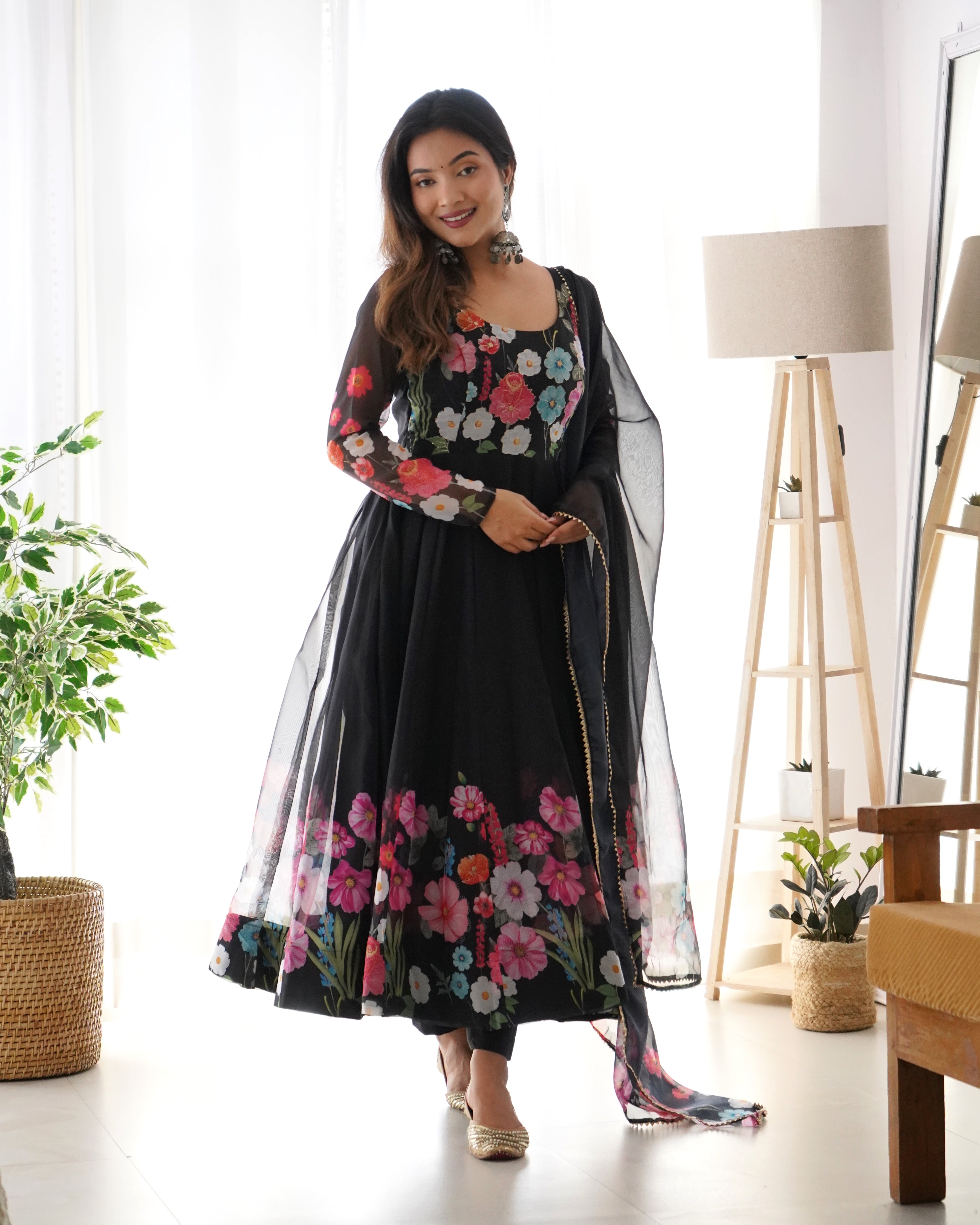 Nitara Black Organza Anarkali Suit
