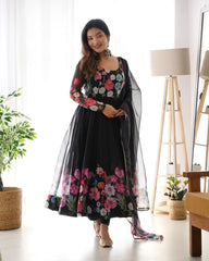 Nitara Black Organza Anarkali Suit