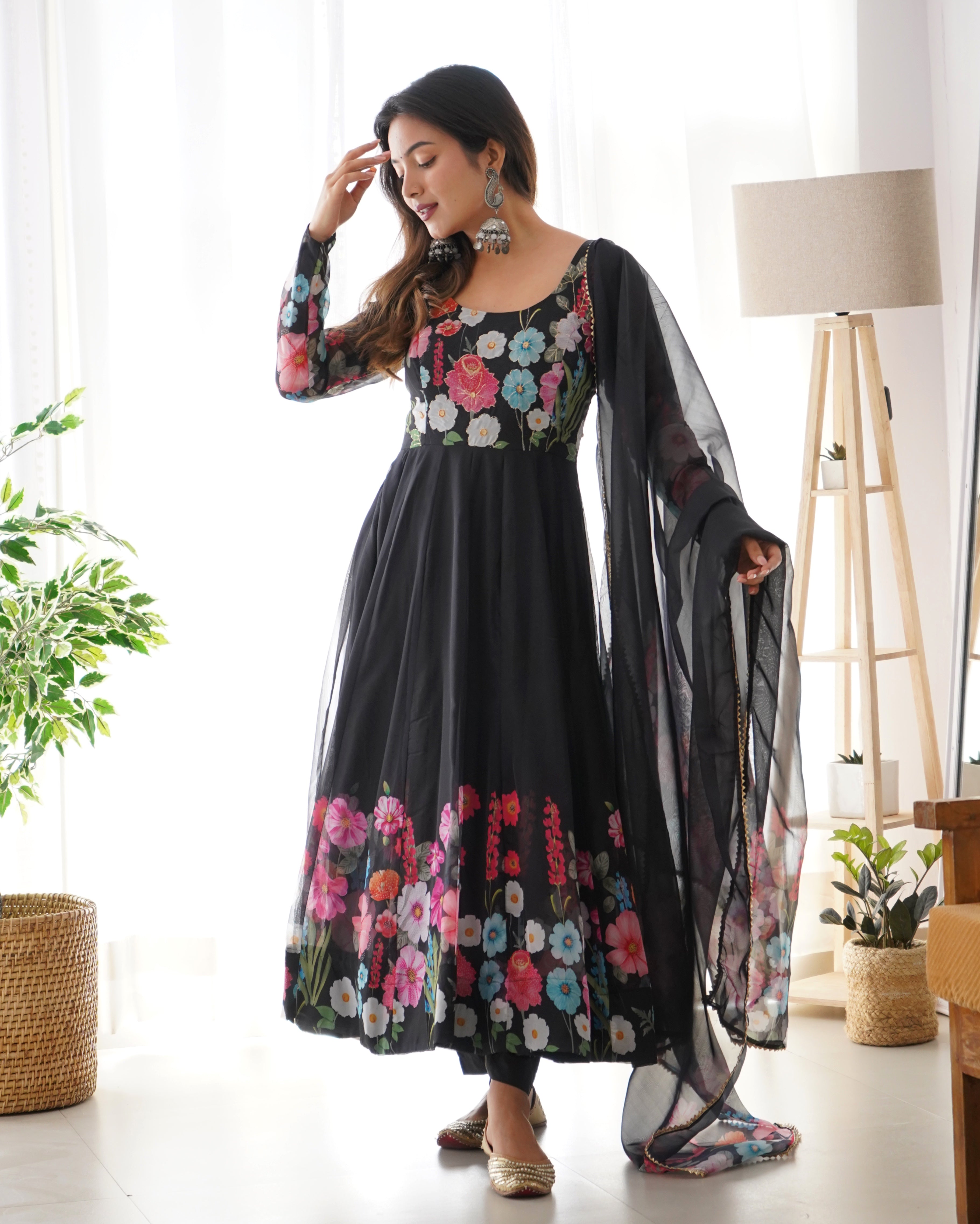 Nitara Black Organza Anarkali Suit