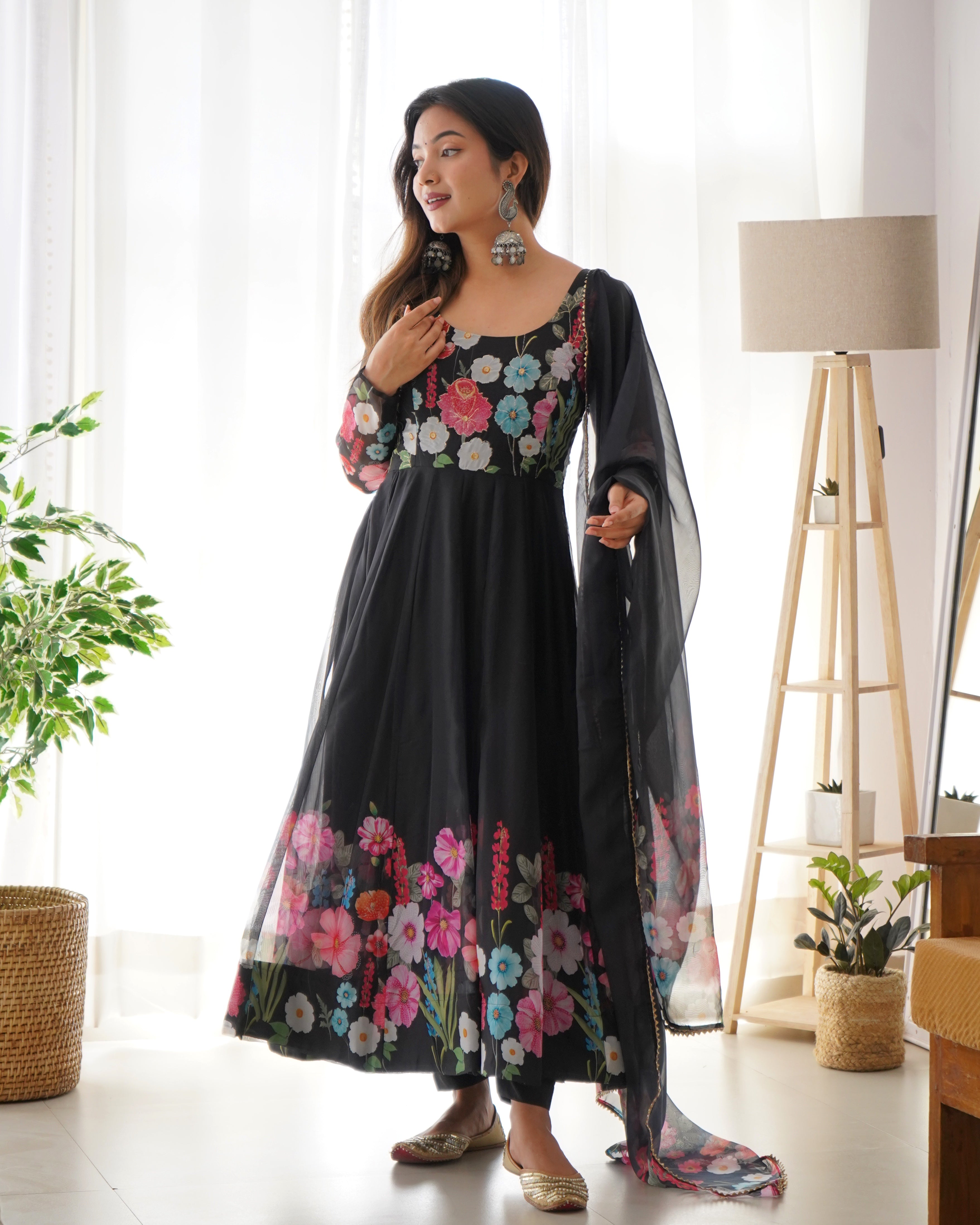 Nitara Black Organza Anarkali Suit