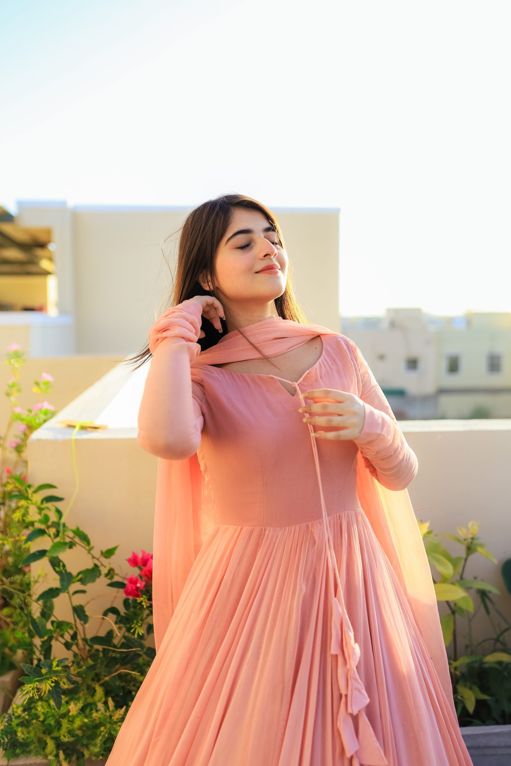 Faux Georgette Lace & Tassel Anarkali Suit Set with Elegant Dupatta – Festival & Party Wear