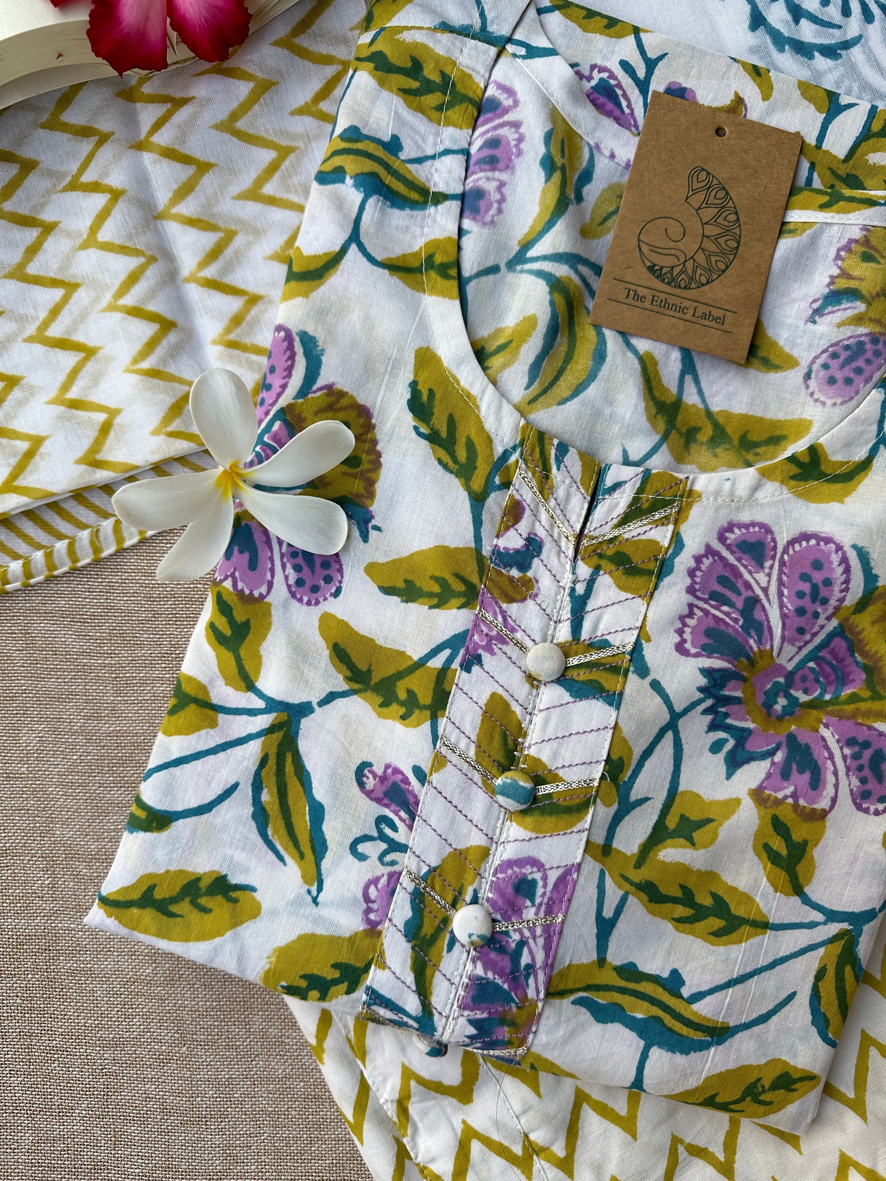 "Shabana" Hand Block Printed Kurta Set(3pc)