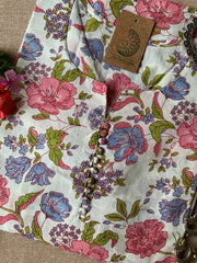 "Bageecha" Hand Block Printed Buttoned Cotton Kurta - M