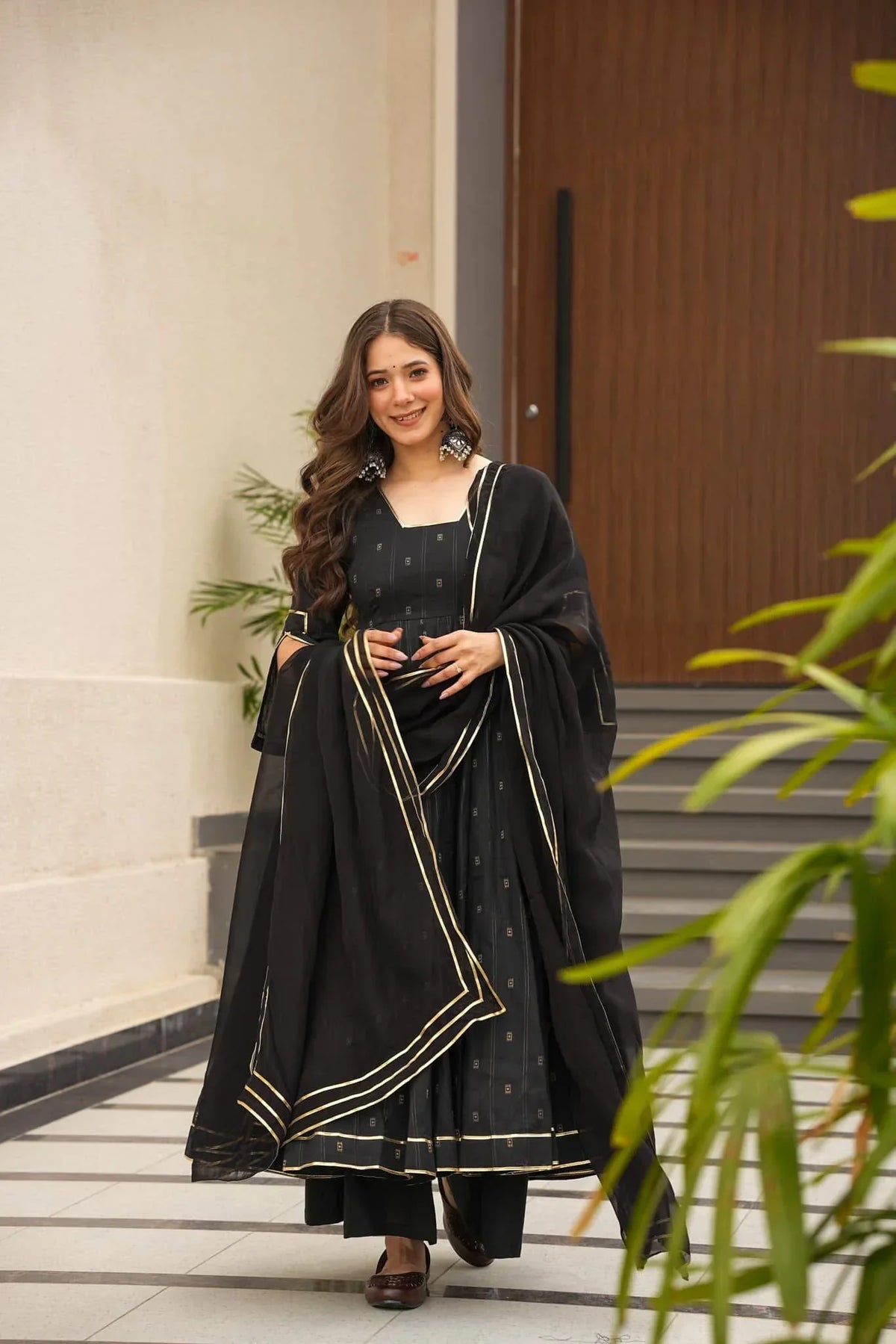 Maslin Digital Print Kurta Set with Lace Border Dupatta