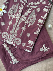 "Farzana" Mauve Hand Embroidered Kurta Set(2pc)