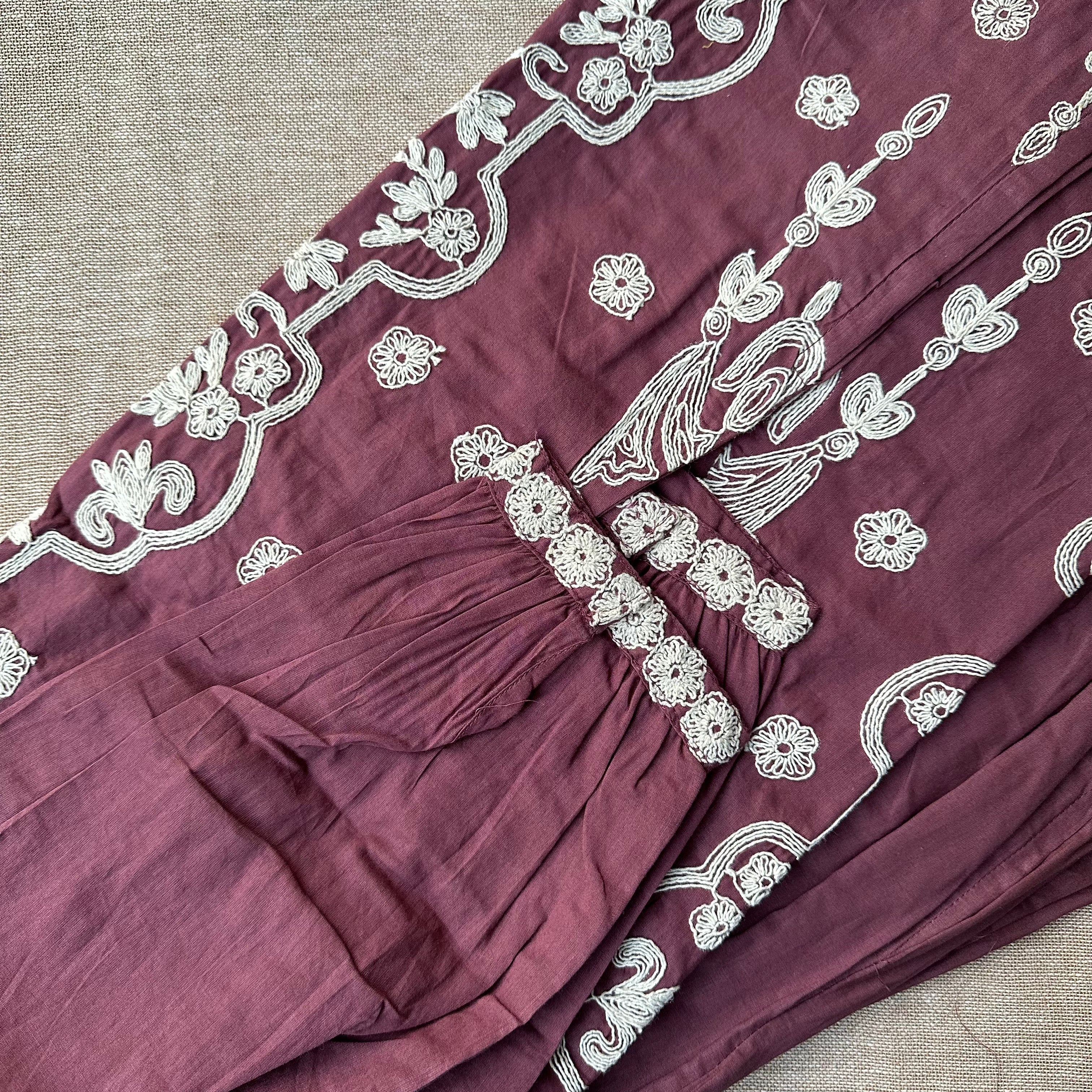 "Farzana" Mauve Hand Embroidered Kurta Set(2pc)
