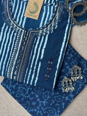 "Nazar" Indigo Hand Embroidered Kurta Set with dupatta(3pc)