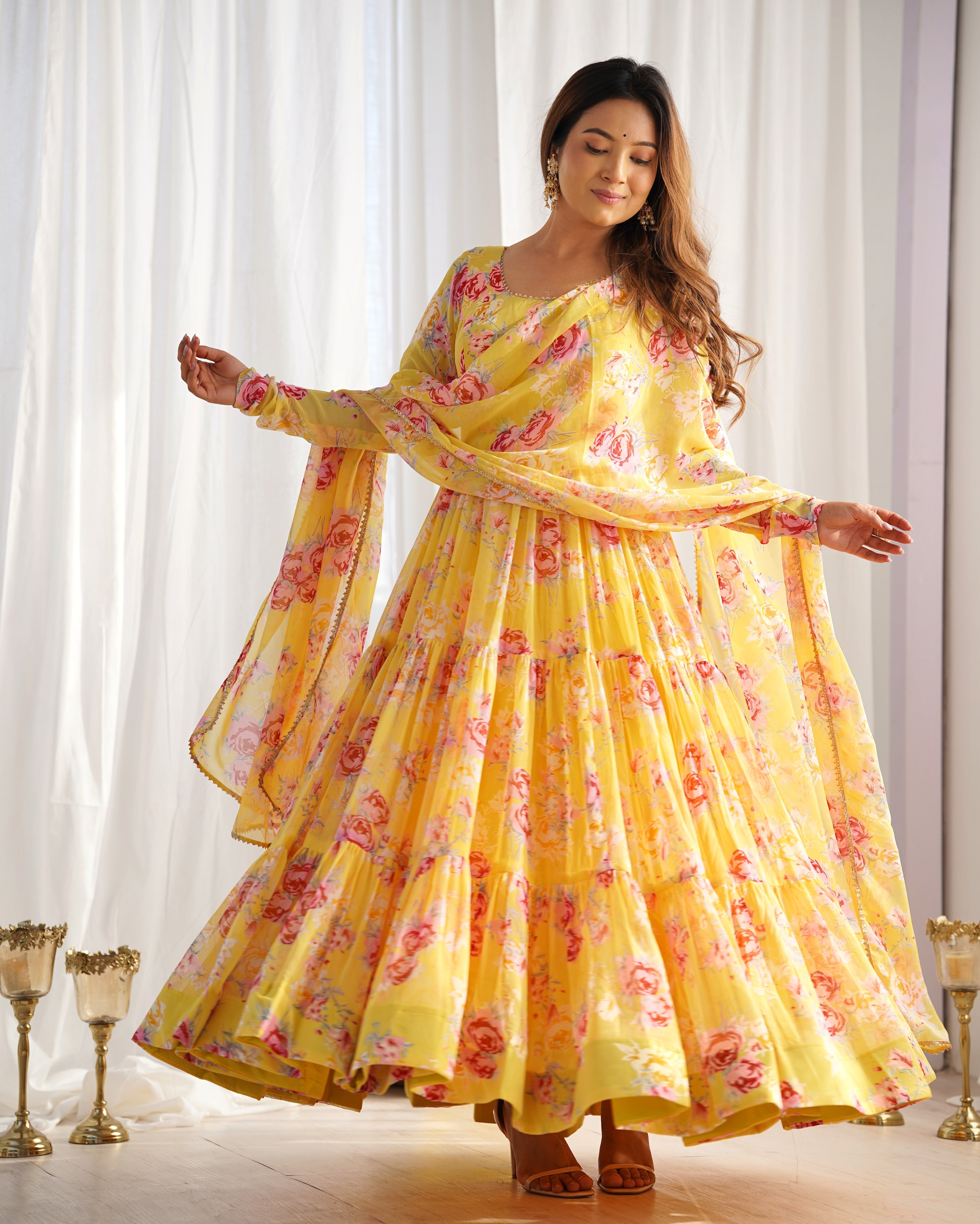 Elegant Frill Georgette Anarkali Suit