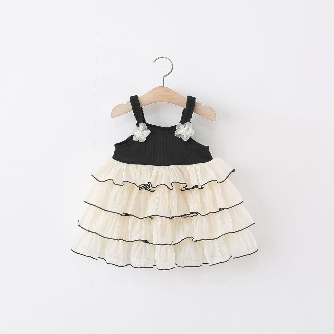 Black Frill Baby Girls Cotton Dress – Stylish Party and Casual Wear