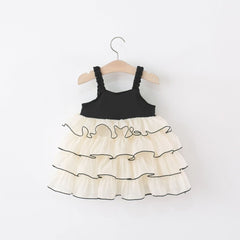 Black Frill Baby Girls Cotton Dress – Stylish Party and Casual Wear