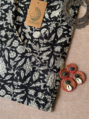 "Erum" Ajrakh Hand Block Printed Angrakha Cotton Kurta - Big Size