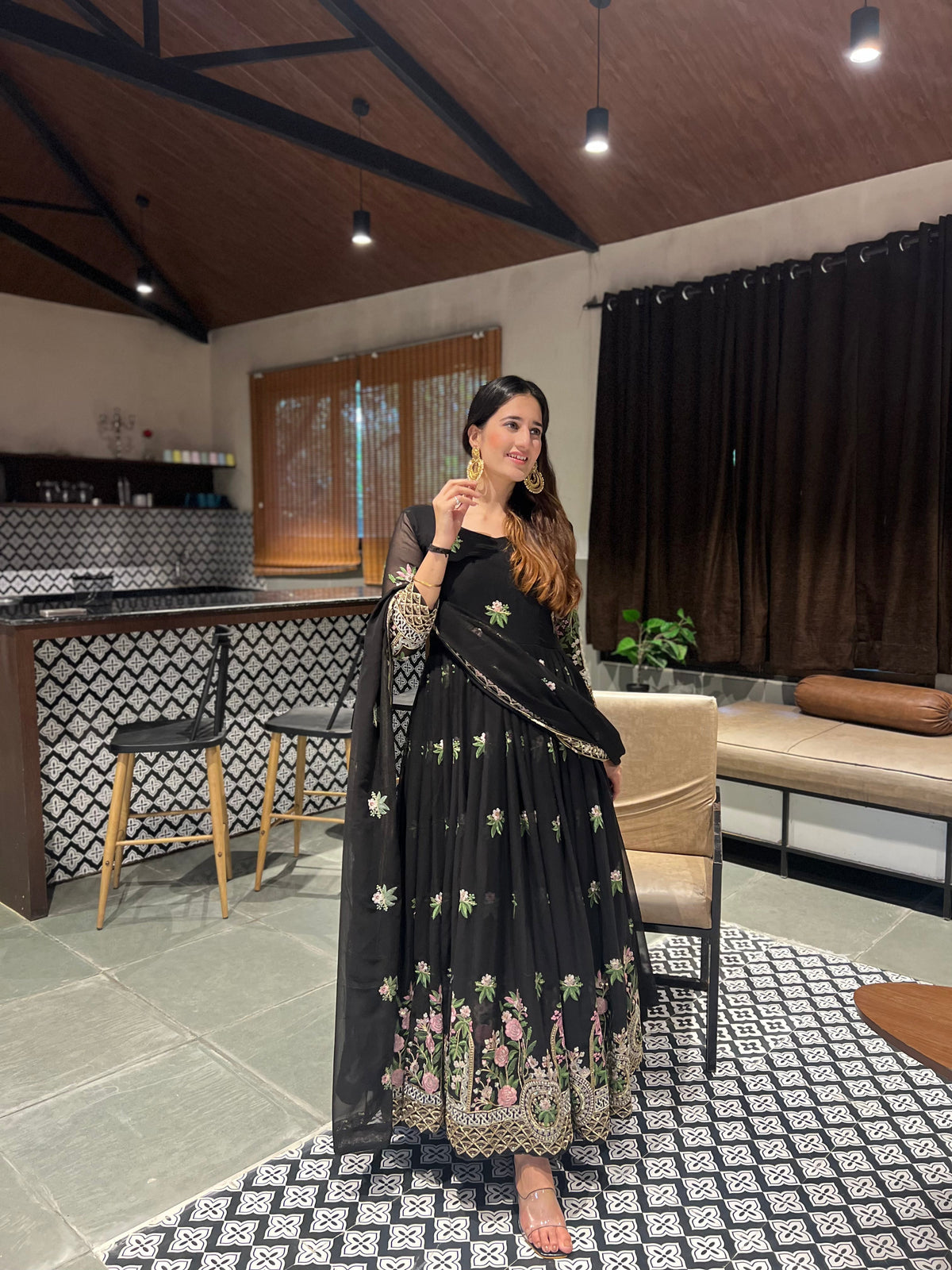 Georgette Thread Work Kurta Set with Dupatta