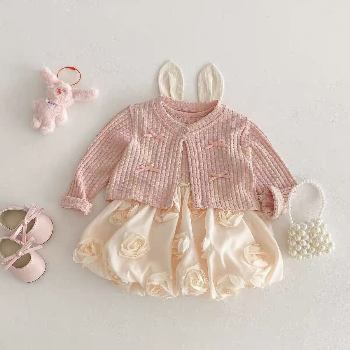 Iris Love Girls Cardigan Romper Dress – Soft Cotton Blend Outfit