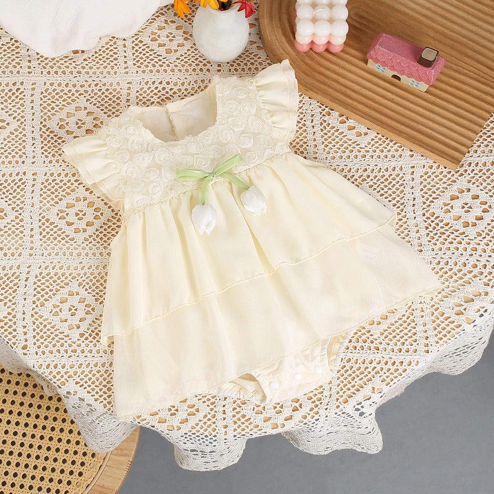 Ivy Demure Baby Girls Tulip Romper Dress – Soft Cotton Blend Outfit