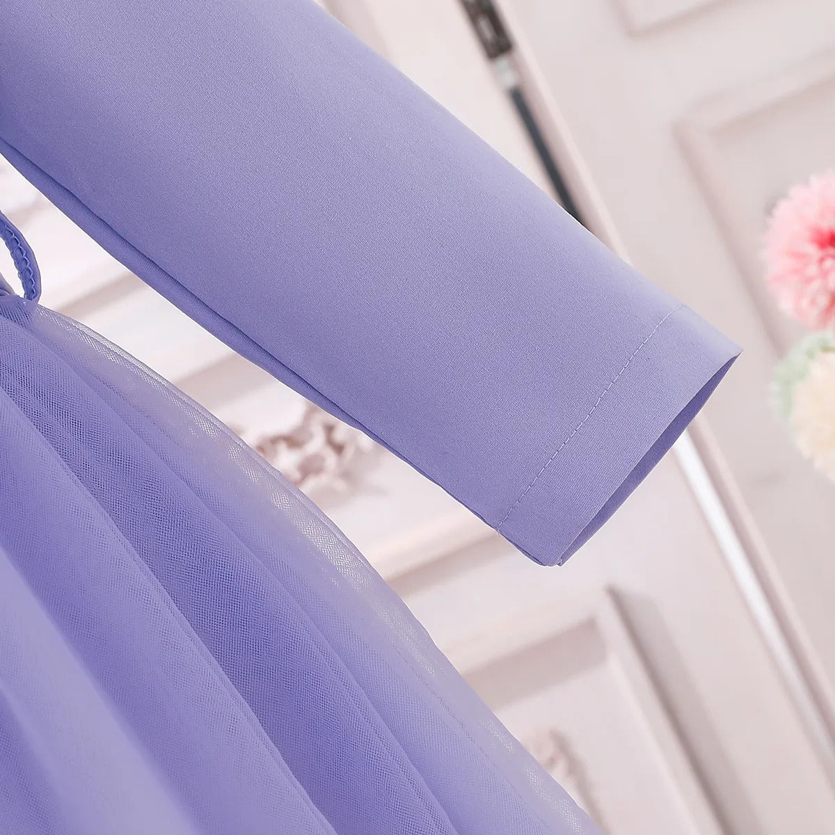 Elegant Lavender Stylish Girls Dress – Soft Cotton Blend Party Wear