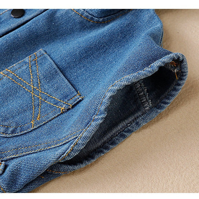 K-Baby Denim Hooded Jumpsuit Set for Boys and Girls – Stylish All-in-One Outfit