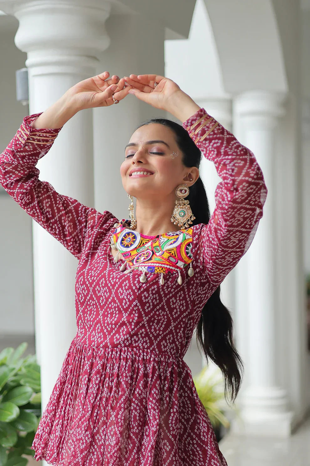 Kora Cotton Lehenga with Gota-Patti Lace & Bandhani Print Full-Stitched Top – Festive Elegance