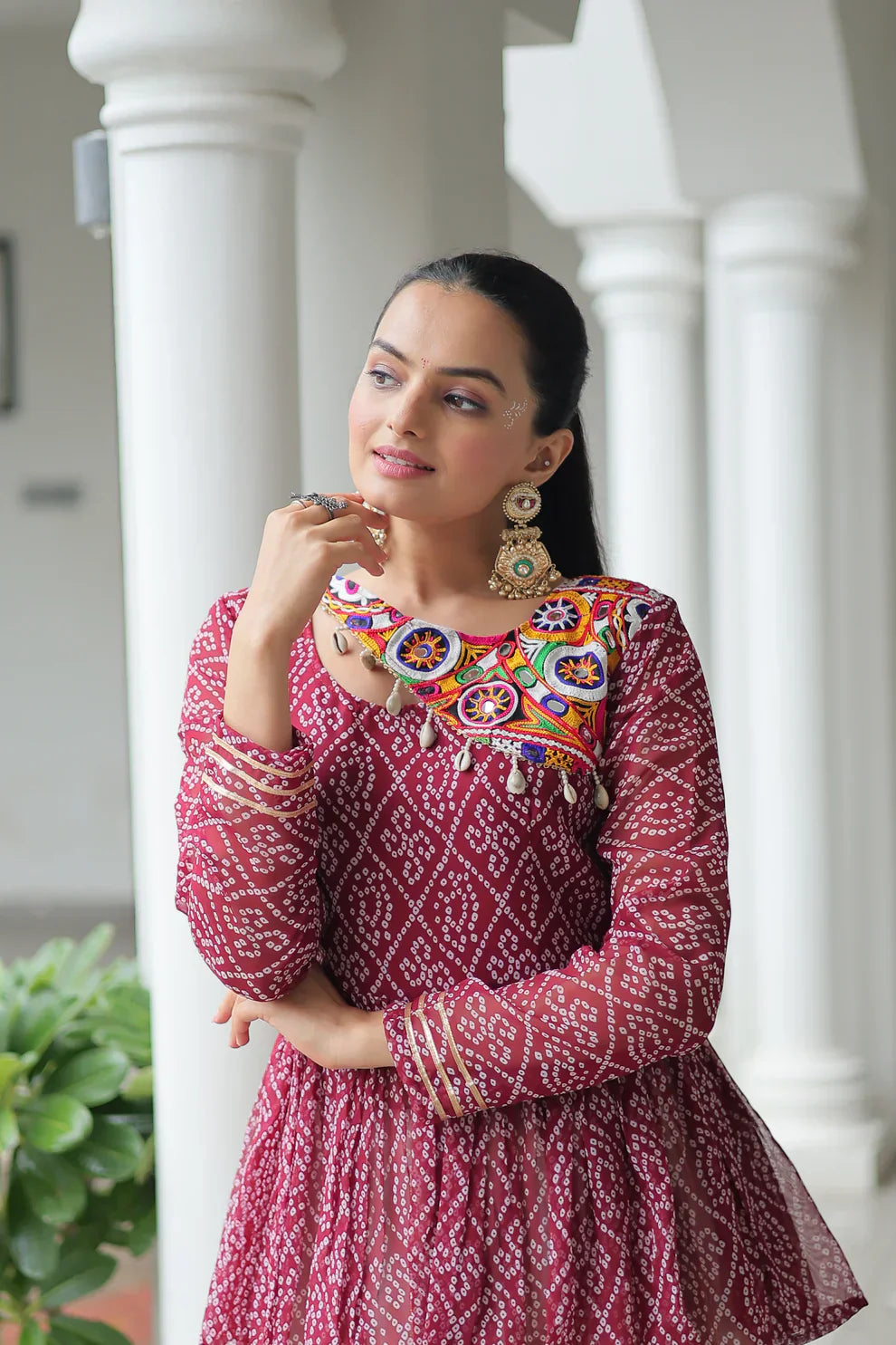 Kora Cotton Lehenga with Gota-Patti Lace & Bandhani Print Full-Stitched Top – Festive Elegance