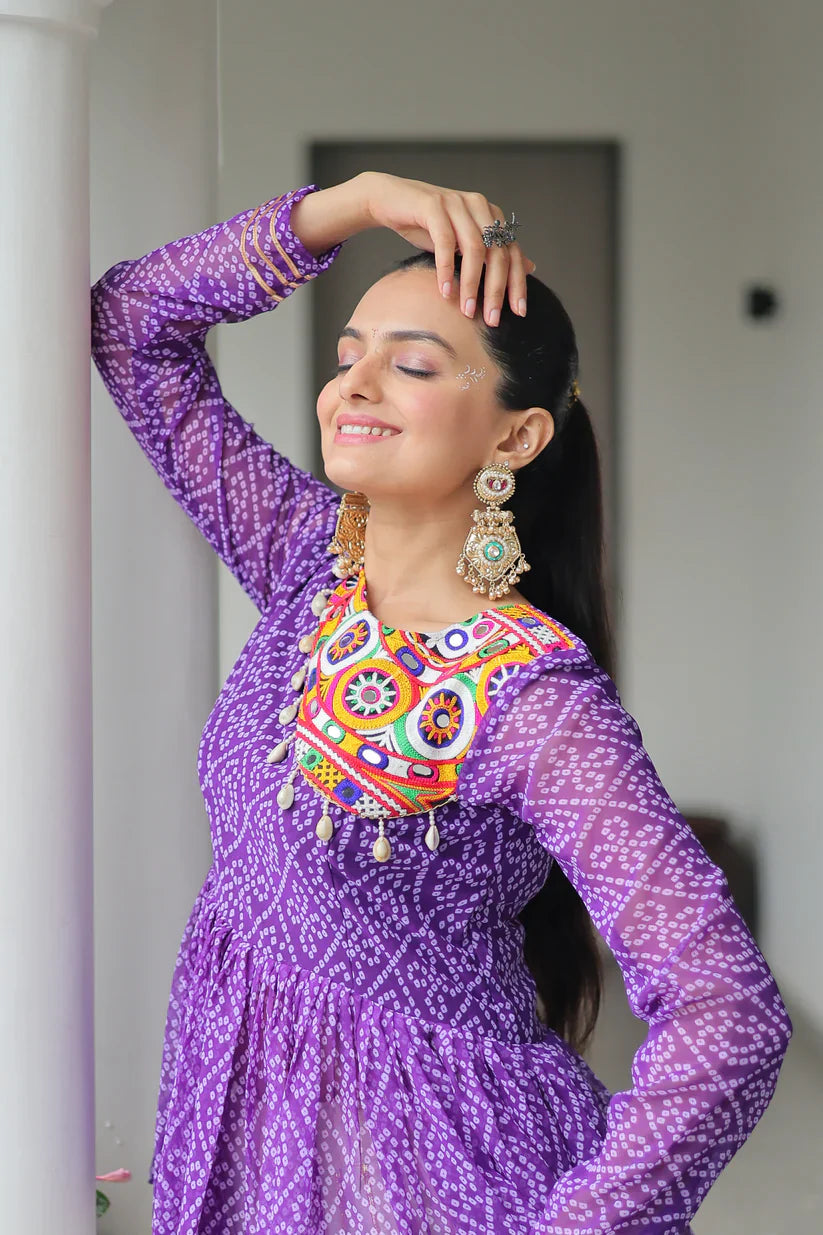 Kora Cotton Lehenga with Gota-Patti Lace & Bandhani Print Full-Stitched Top – Traditional Charm