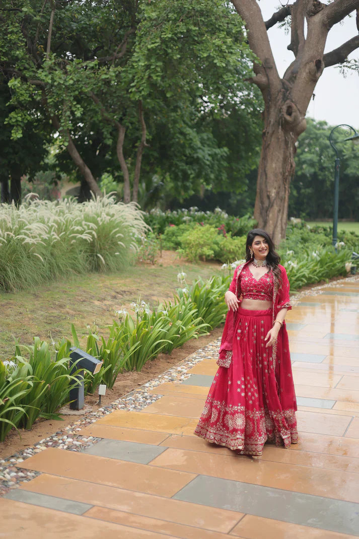 Rangoli Silk Lehenga with Heavy Sequins & Thread Embroidery