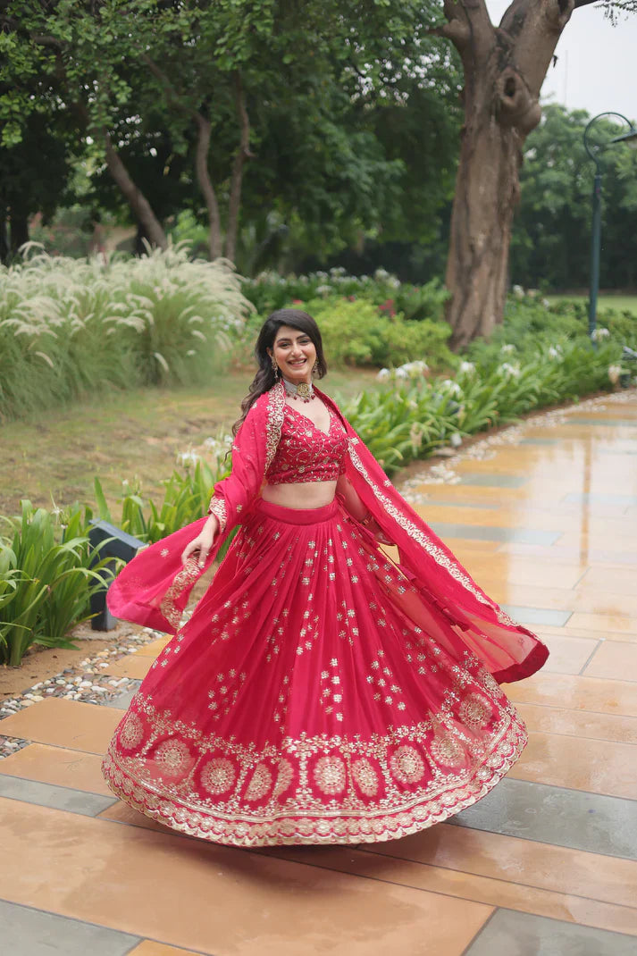 Rangoli Silk Lehenga with Heavy Sequins & Thread Embroidery