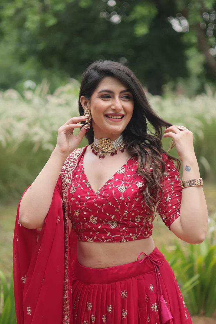 Rangoli Silk Lehenga with Heavy Sequins & Thread Embroidery