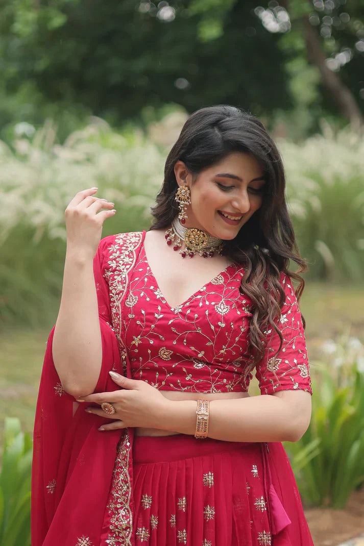 Rangoli Silk Lehenga with Heavy Sequins & Thread Embroidery