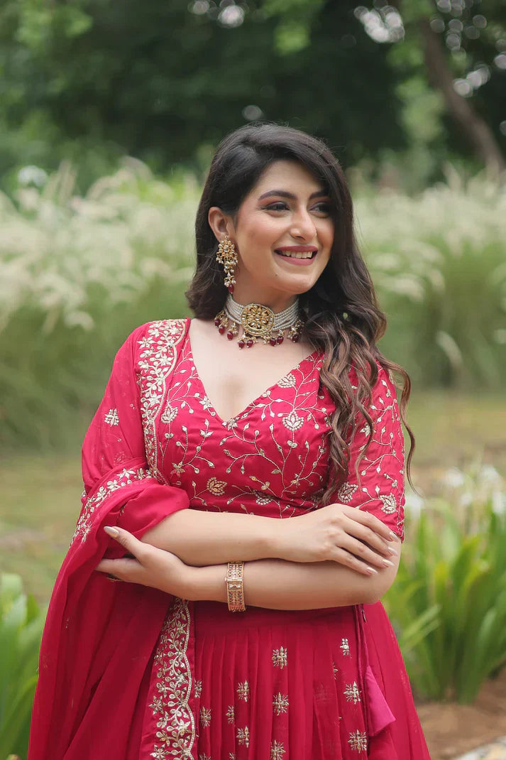 Rangoli Silk Lehenga with Heavy Sequins & Thread Embroidery