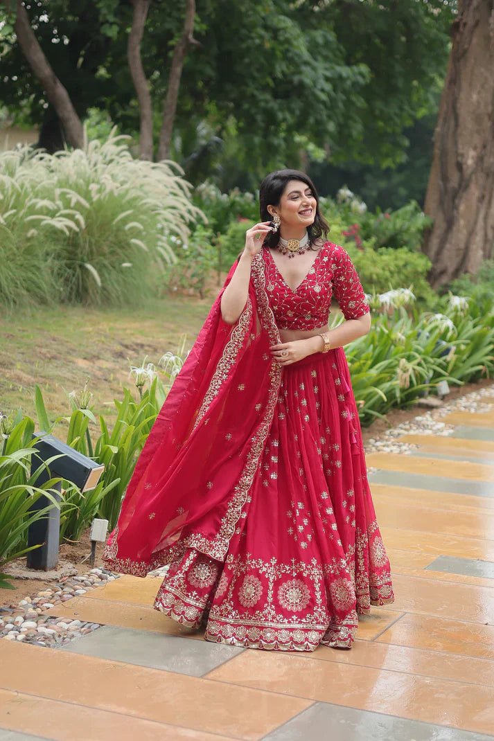 Rangoli Silk Lehenga with Heavy Sequins & Thread Embroidery