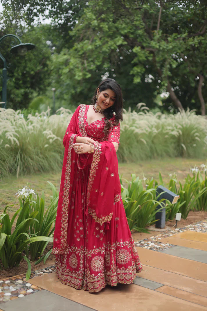 Rangoli Silk Lehenga with Heavy Sequins & Thread Embroidery