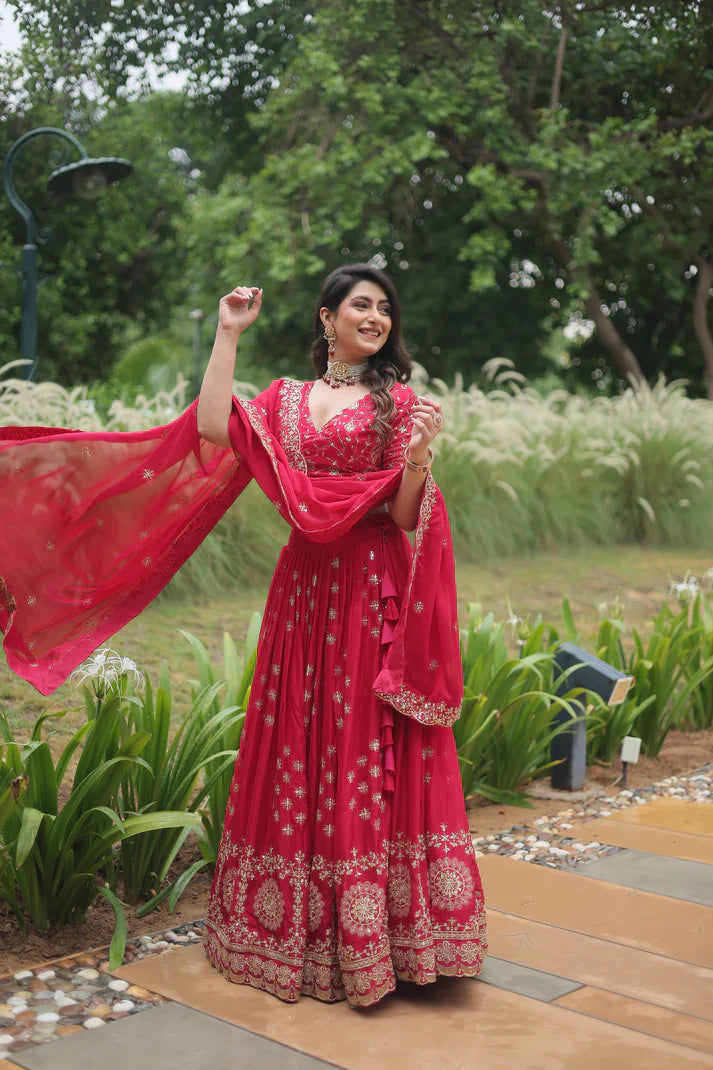 Rangoli Silk Lehenga with Heavy Sequins & Thread Embroidery