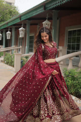 Elegant Rangoli Silk Lehenga Set with Heavy Sequins & Thread Embroidery