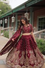 Elegant Rangoli Silk Lehenga Set with Heavy Sequins & Thread Embroidery
