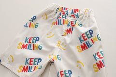 Keep Smiling Vibrant Boys Shirt and Shorts Set – Soft Cotton Two-Piece Summer Outfit
