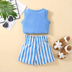 Knotty Stripes Girls Duo Set – Cotton Blend Two-Piece Outfit for Casual and Play