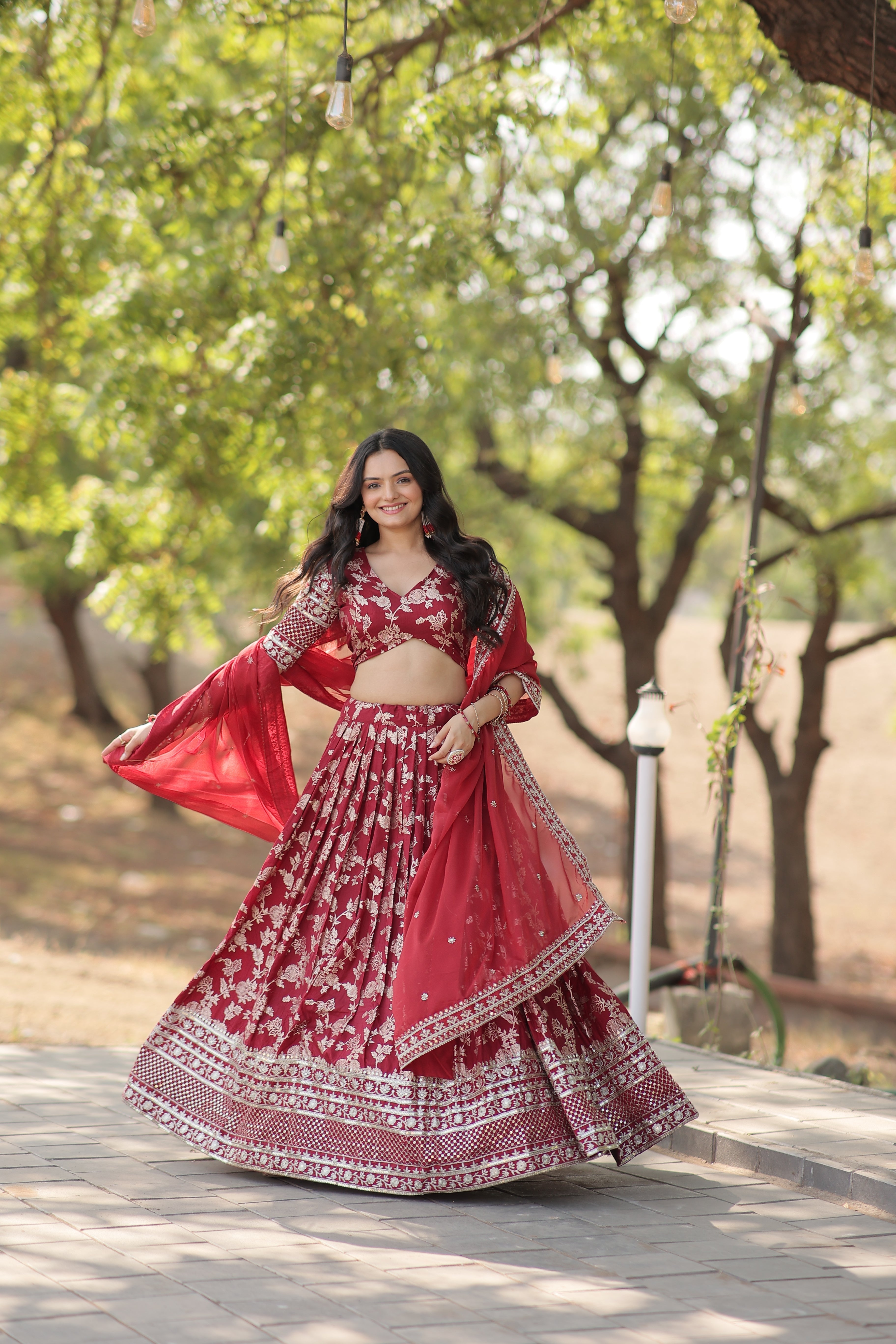 Elegant Dyable Viscose Jacquard Lehenga with Sequins Embroidery – Full-Stitched, Chain Closure