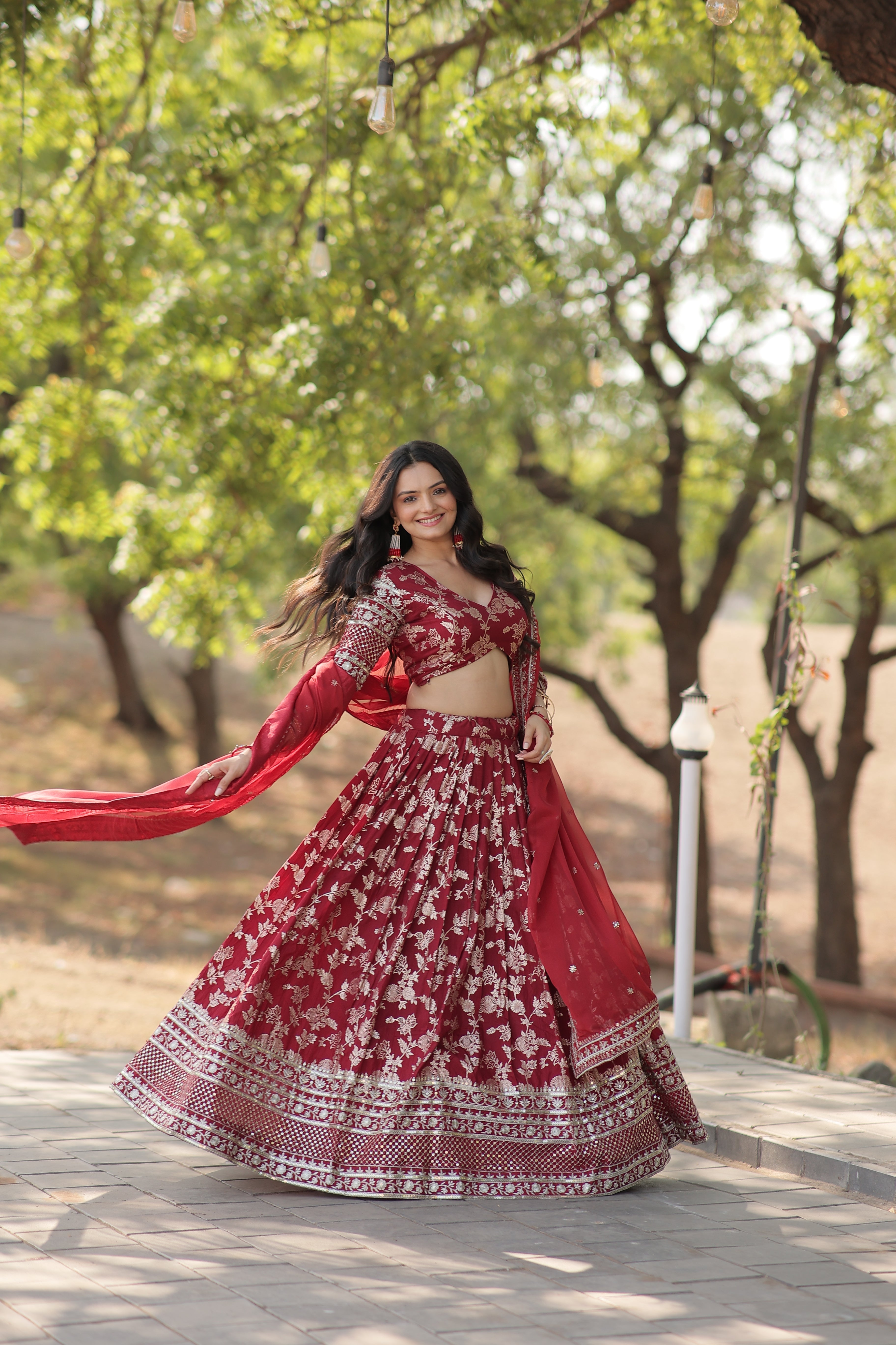 Elegant Dyable Viscose Jacquard Lehenga with Sequins Embroidery – Full-Stitched, Chain Closure