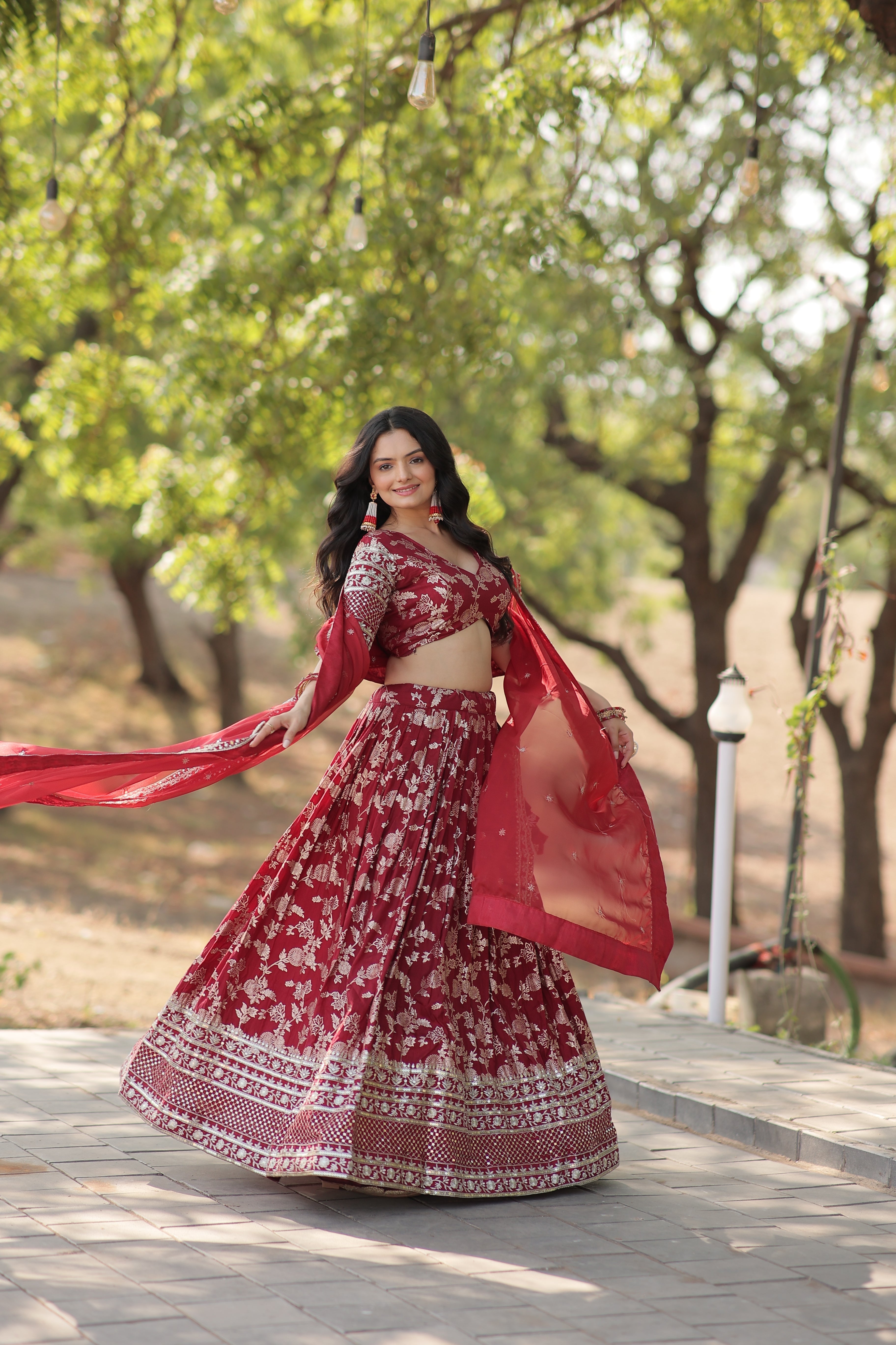 Elegant Dyable Viscose Jacquard Lehenga with Sequins Embroidery – Full-Stitched, Chain Closure