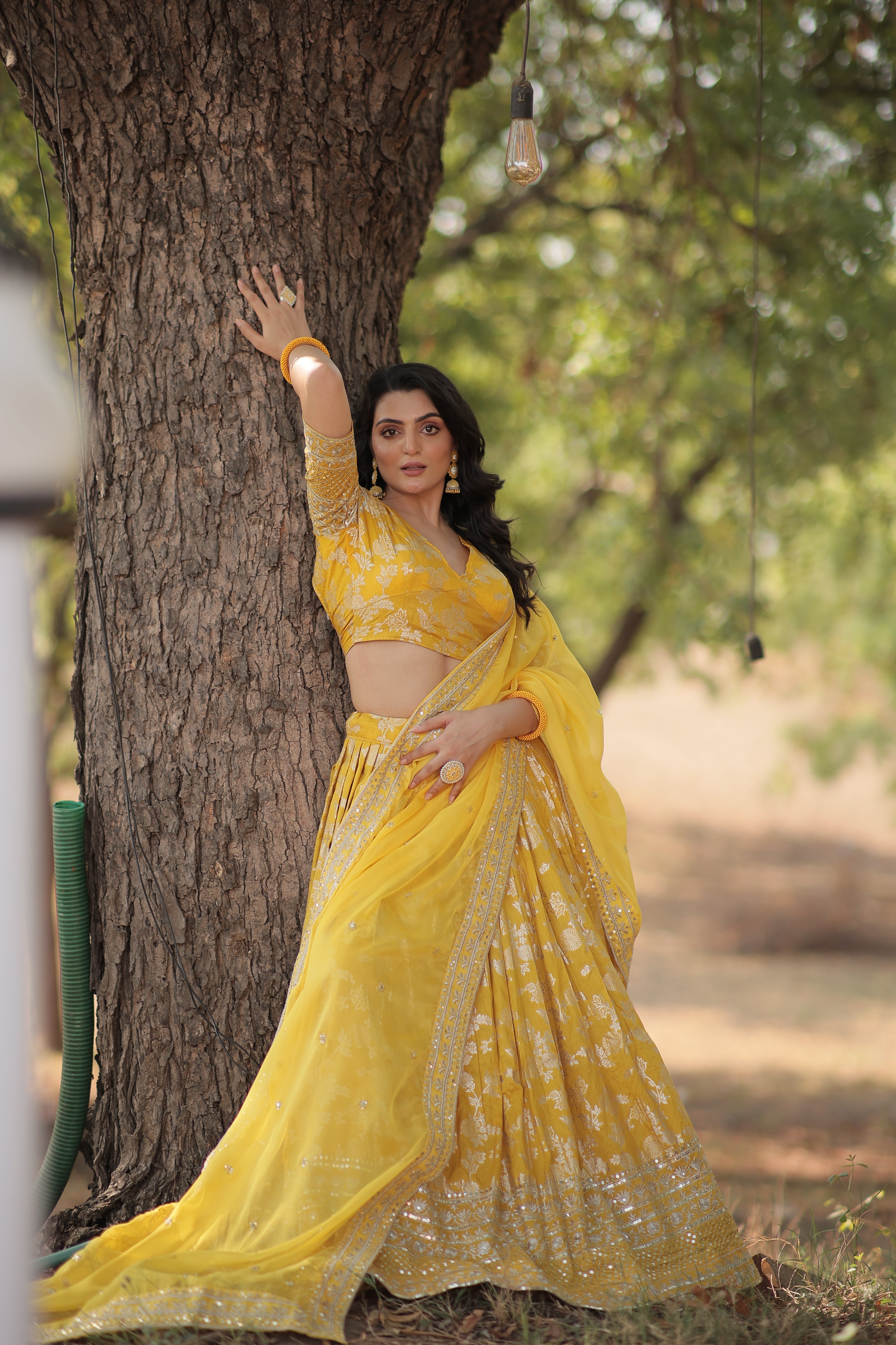 Elegant Dyable Viscose Jacquard Lehenga with Sequins Embroidery – Full-Stitched, Chain Closure