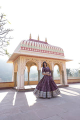 Elegant Full-Stitched Viscose Jacquard Lehenga with Sequins Embroidery | Stitched Lehenga Set
