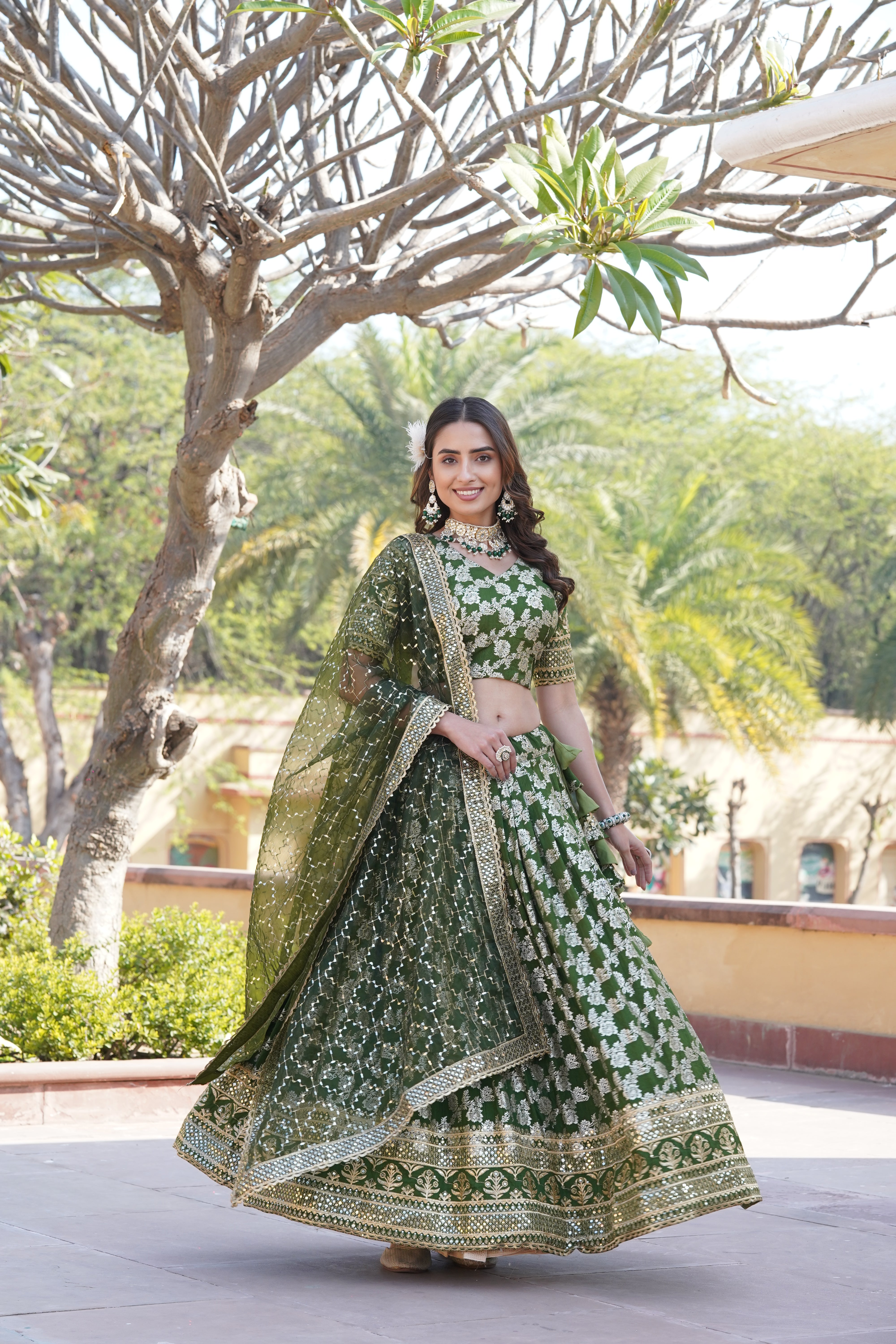 Elegant Viscose Jacquard Lehenga with Sequins Embroidery | Stitched Lehenga Choli