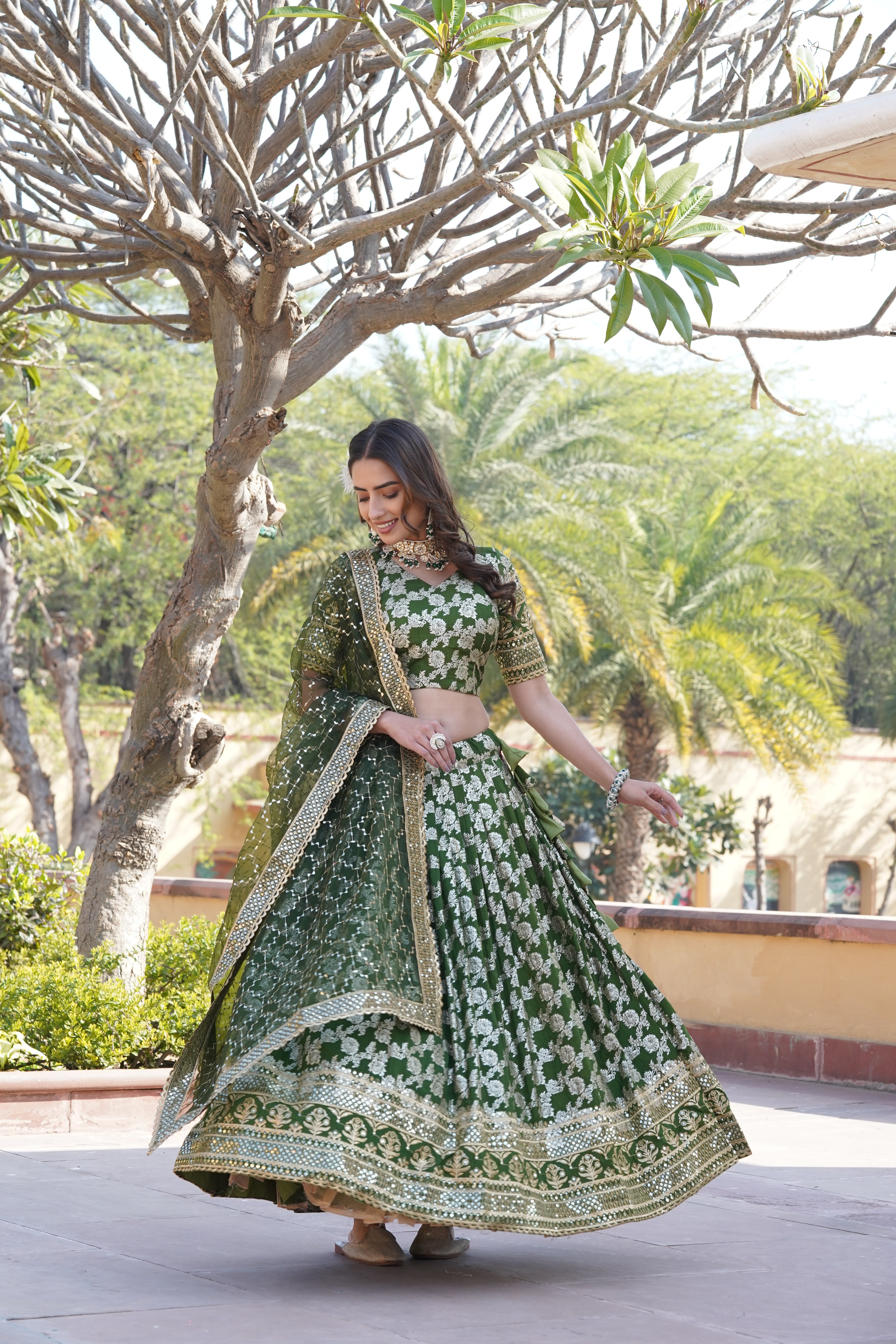 Elegant Viscose Jacquard Lehenga with Sequins Embroidery | Stitched Lehenga Choli