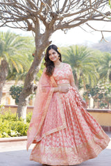 Elegant Viscose Jacquard Lehenga with Sequins Embroidery | Stitched Lehenga Choli
