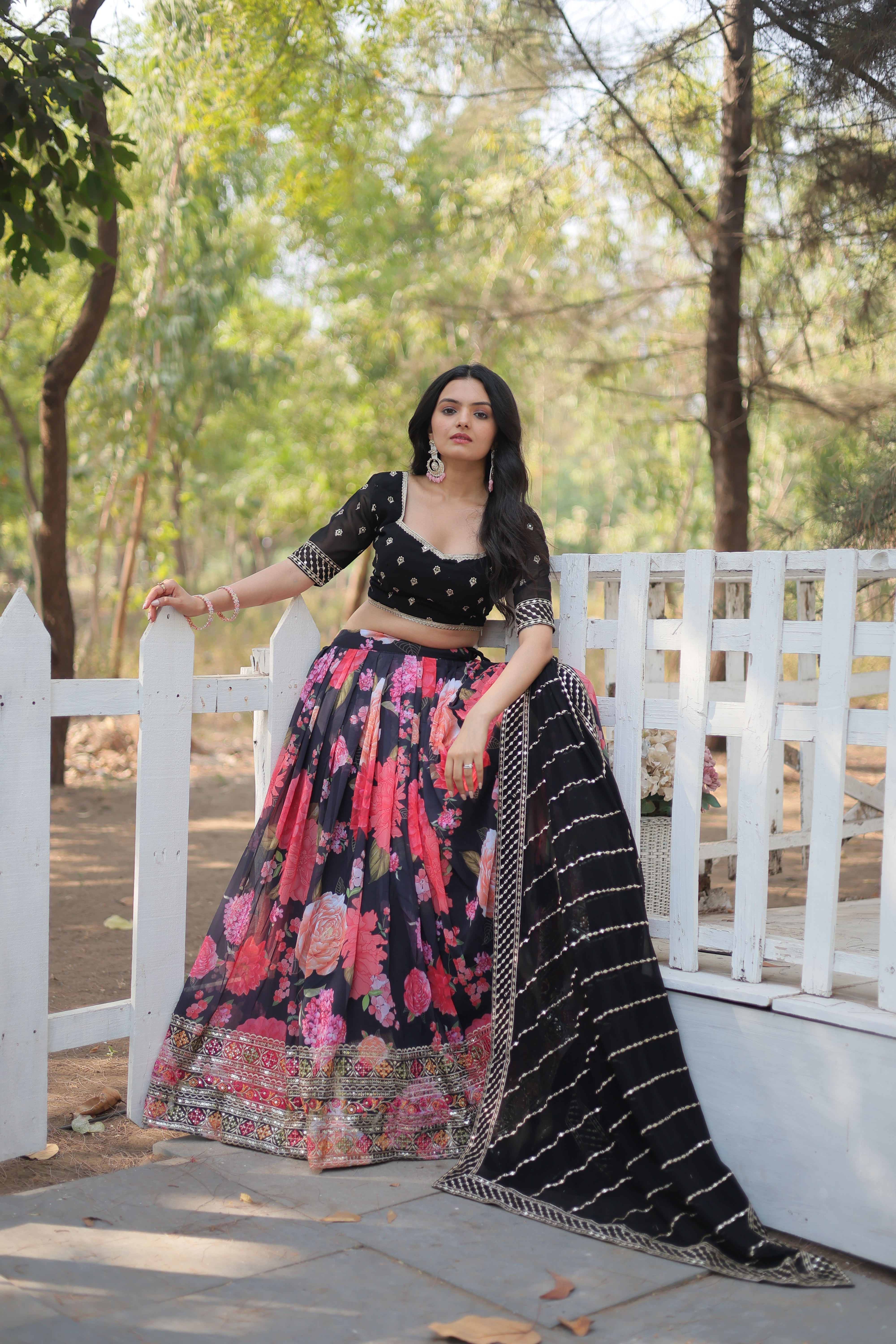 Digital Printed Faux Georgette Lehenga with Heavy Sequins & Embroidery | Elegant Ethnic Wear
