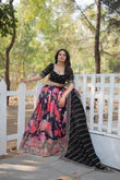 Elegant Digital Printed Faux Georgette Lehenga with Heavy Sequins & Thread Embroidery