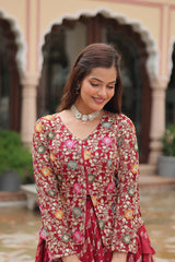 Elegant Full-Stitched Lehenga in Pure Double Viscose Jacquard with Faux Georgette Embroidered Top