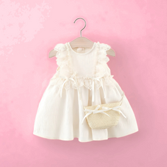 Baby Girls Lace Dress with Sling Bag – Cotton Blend Outfit